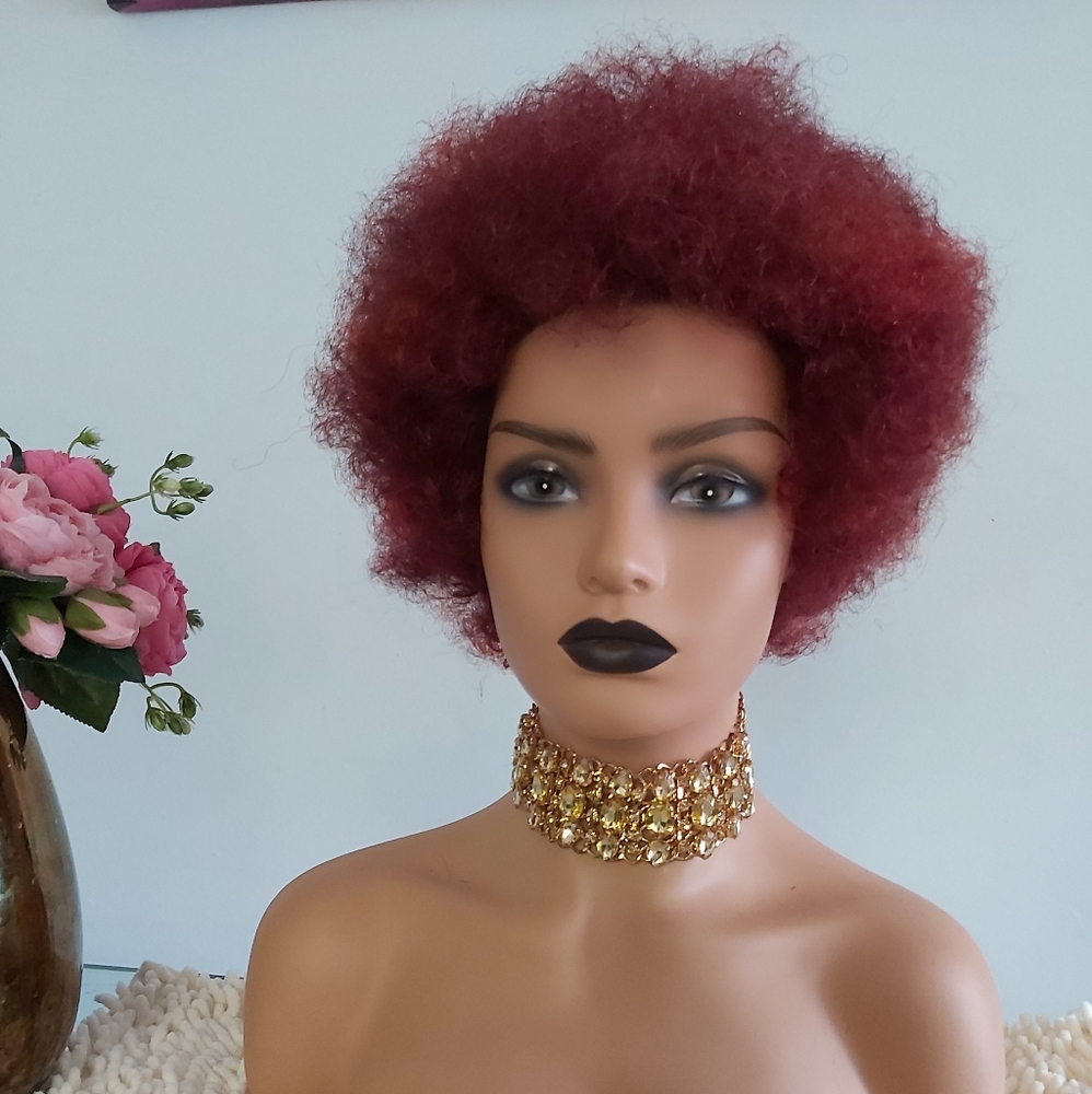 Synthetic Afro Red Wig